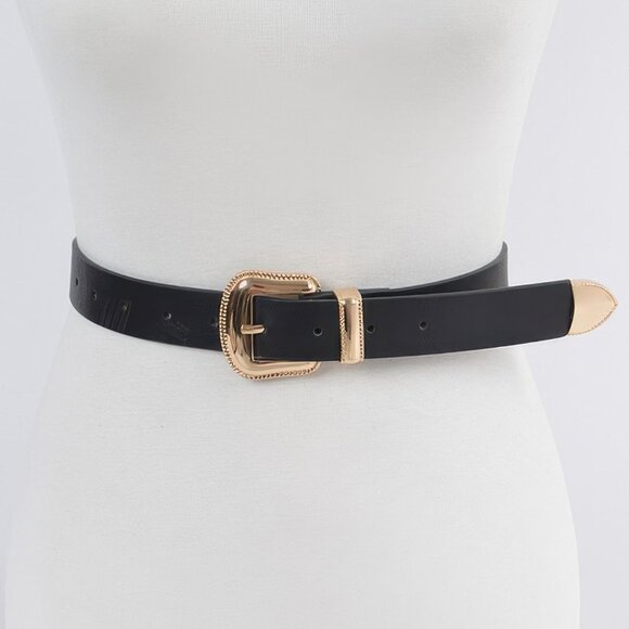 Metal Faux Leather Belt - Picture 1 of 4